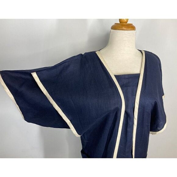 Yeohlee M Navy Linen Dress 80s FLAW SEE PICS Art to Wear Avant Garde Vintage - Picture 3 of 7